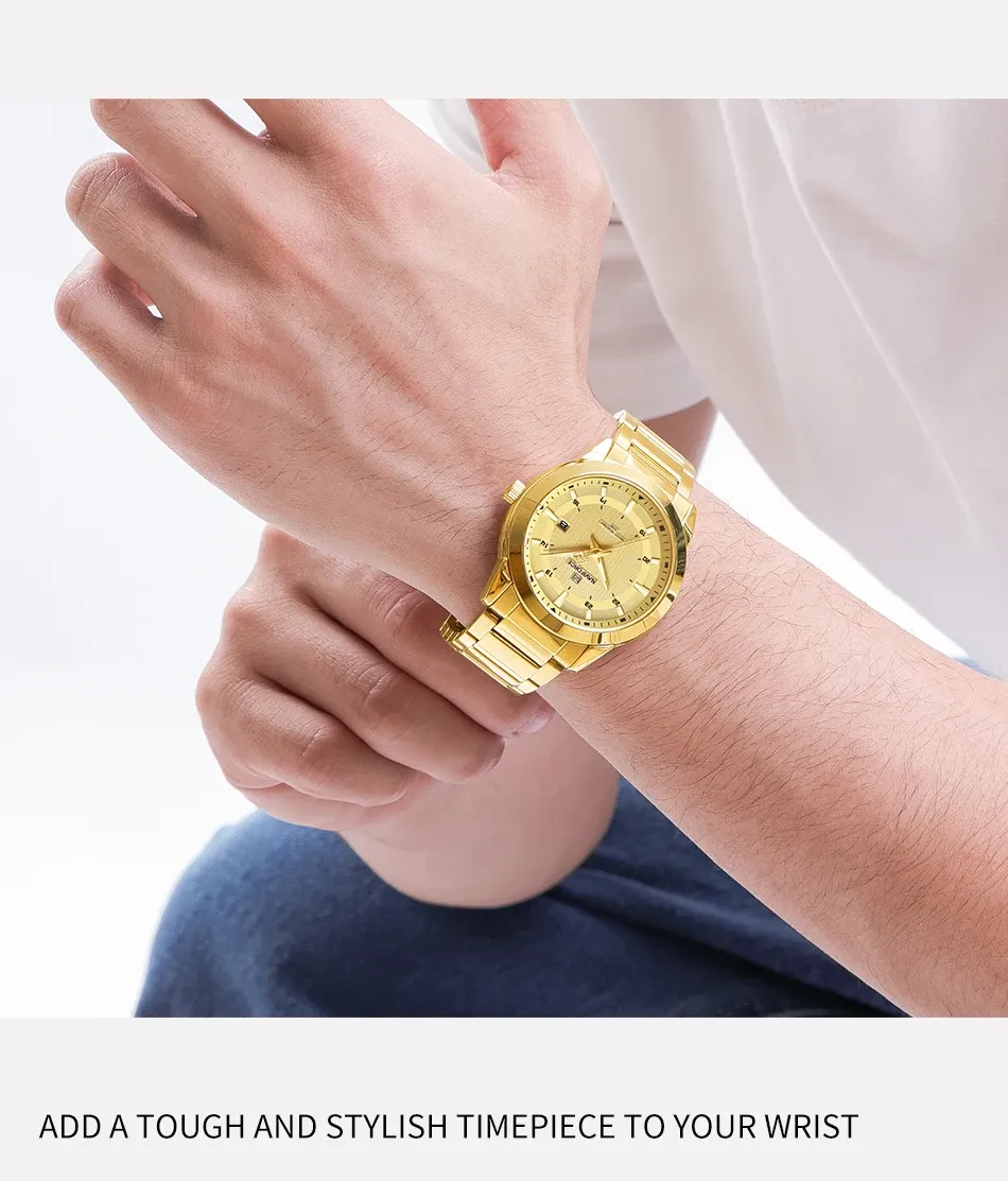 Montre NAVIFORCE homme acier inoxydable, quartz sport avec date