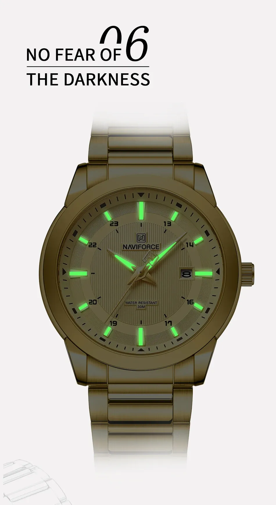Montre NAVIFORCE homme acier inoxydable, quartz sport avec date
