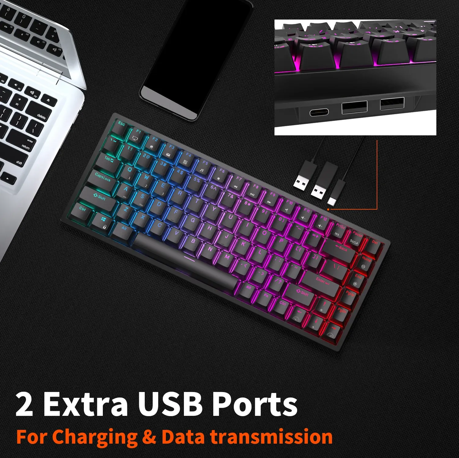 Royal Kludge RK84 : clavier mécanique tri-mode 84 touches hot-swap RGB