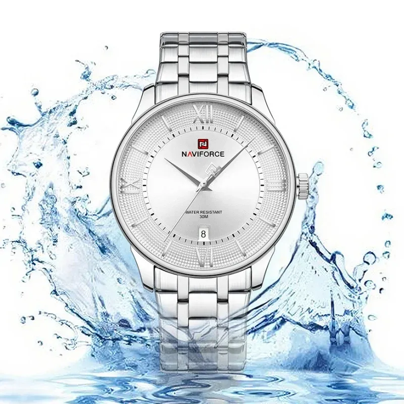 Montre NAVIFORCE NF9272S en acier, calendrier et cadran romain
