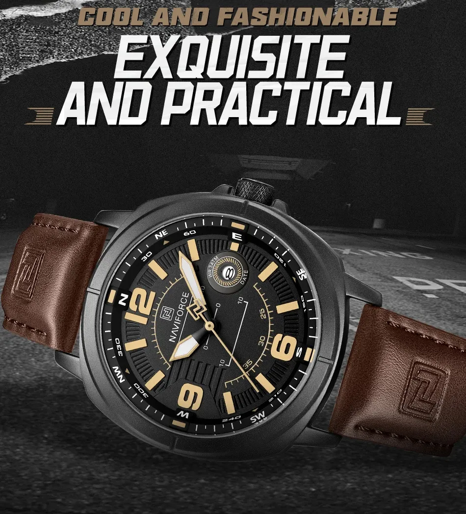 Montre quartz NAVIFORCE homme étanche 3ATM au style boussole