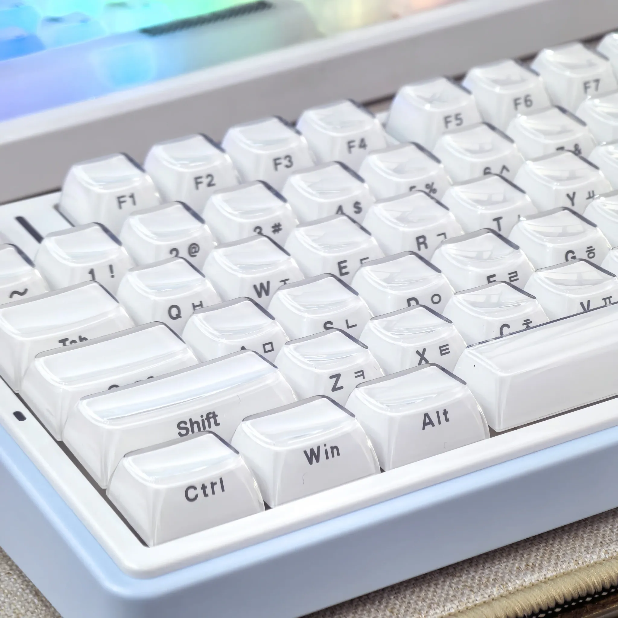 Kit de keycaps Jelly blanc coréen et russe 113 touches pour Aula F75/F99