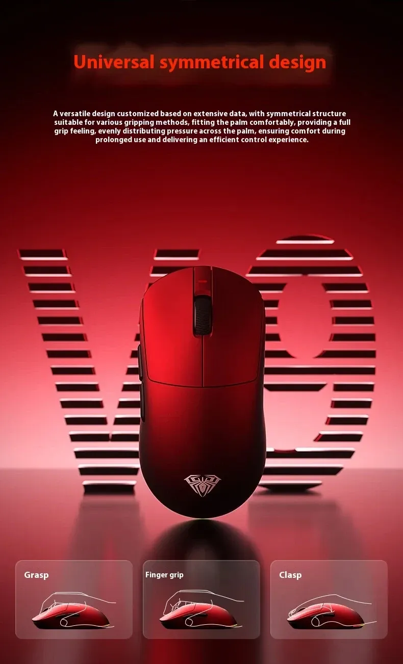 AULA V9 : souris gaming tri-mode ultra légère avec capteur PAW3950
