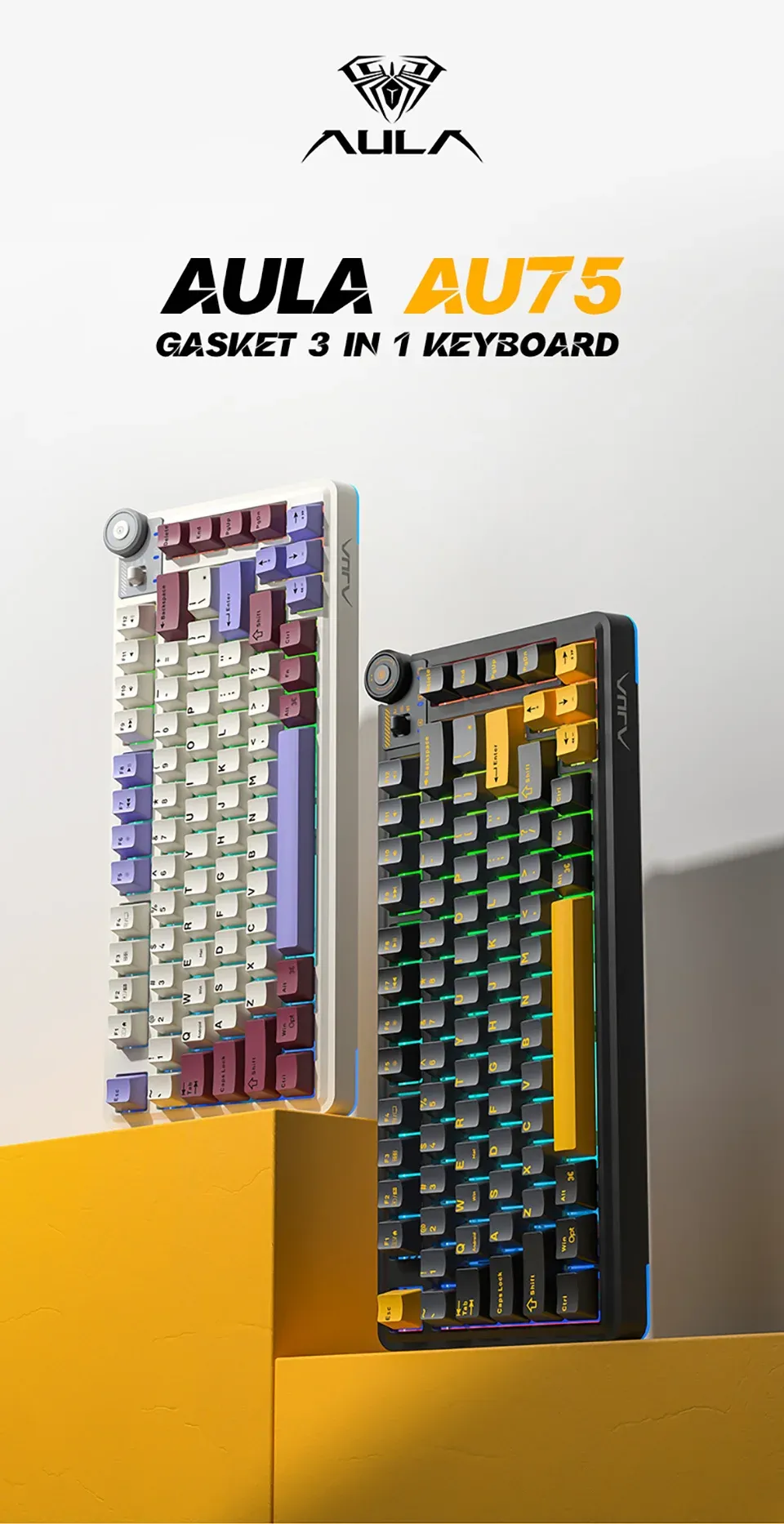 AULA AU75 : clavier mécanique tri-mode compact 81 touches hot-swap