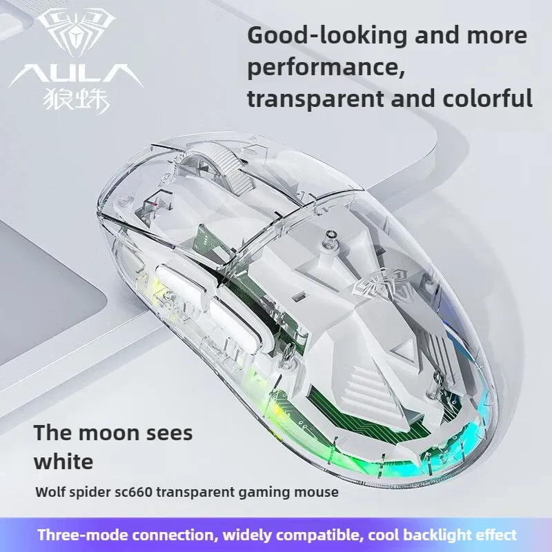 Souris AULA SC660 transparente tri-mode 12000 DPI