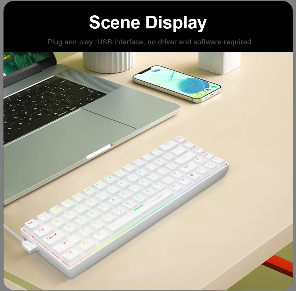 Clavier mécanique compact E-YOOSO Z686 68 touches RGB hot-swap