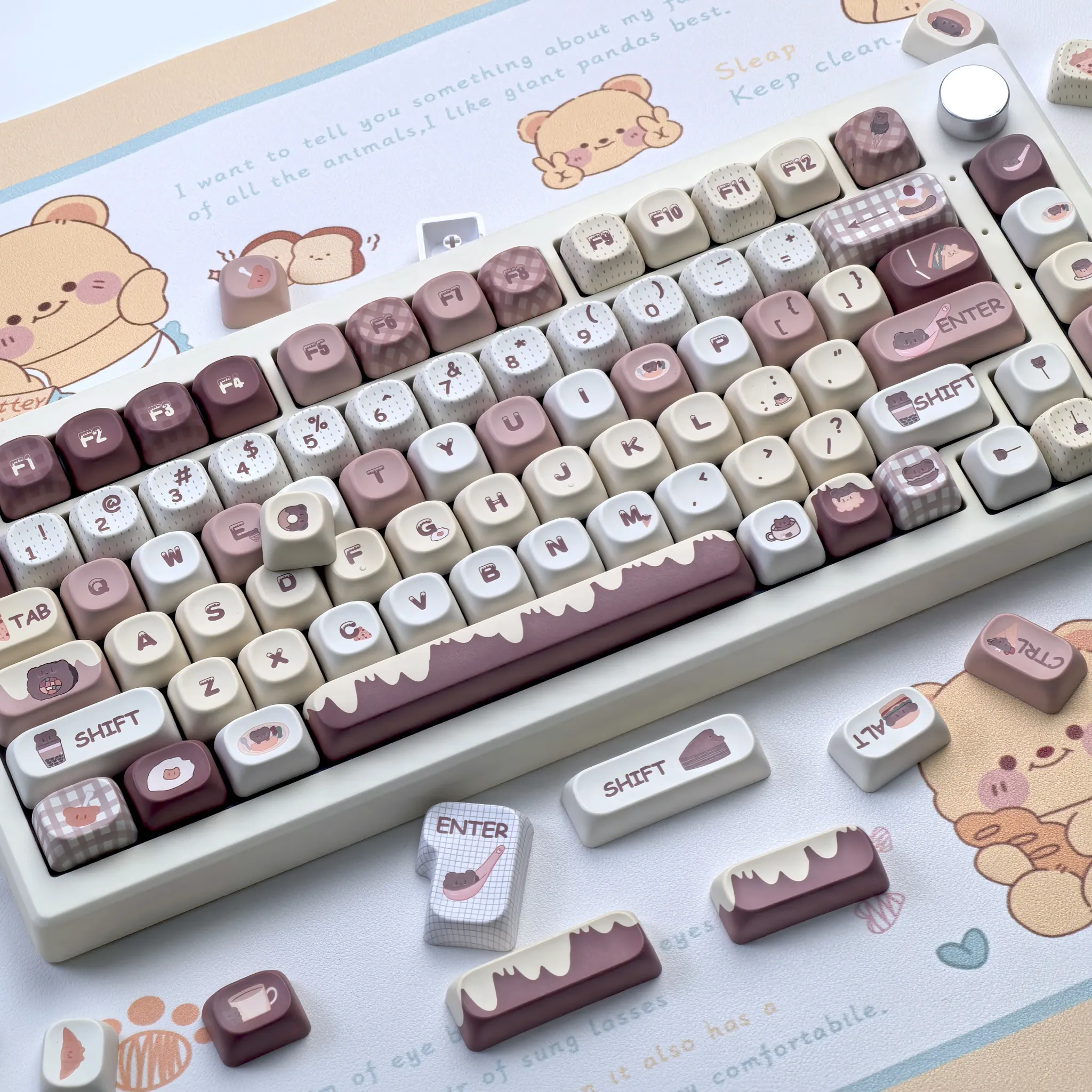 Kit de keycaps MAIMOOO Moa jaune ours au beurre pour disposition Alice