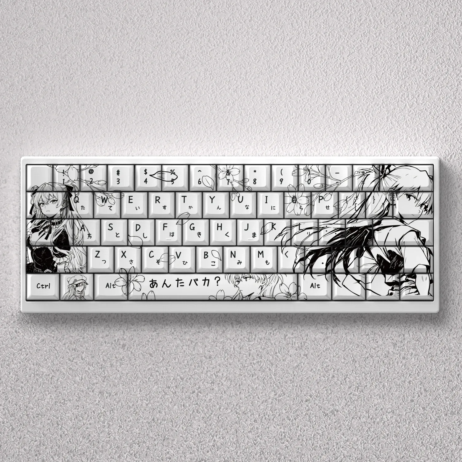 Kit de keycaps Asuka Anime blanc en PBT pour clavier mécanique