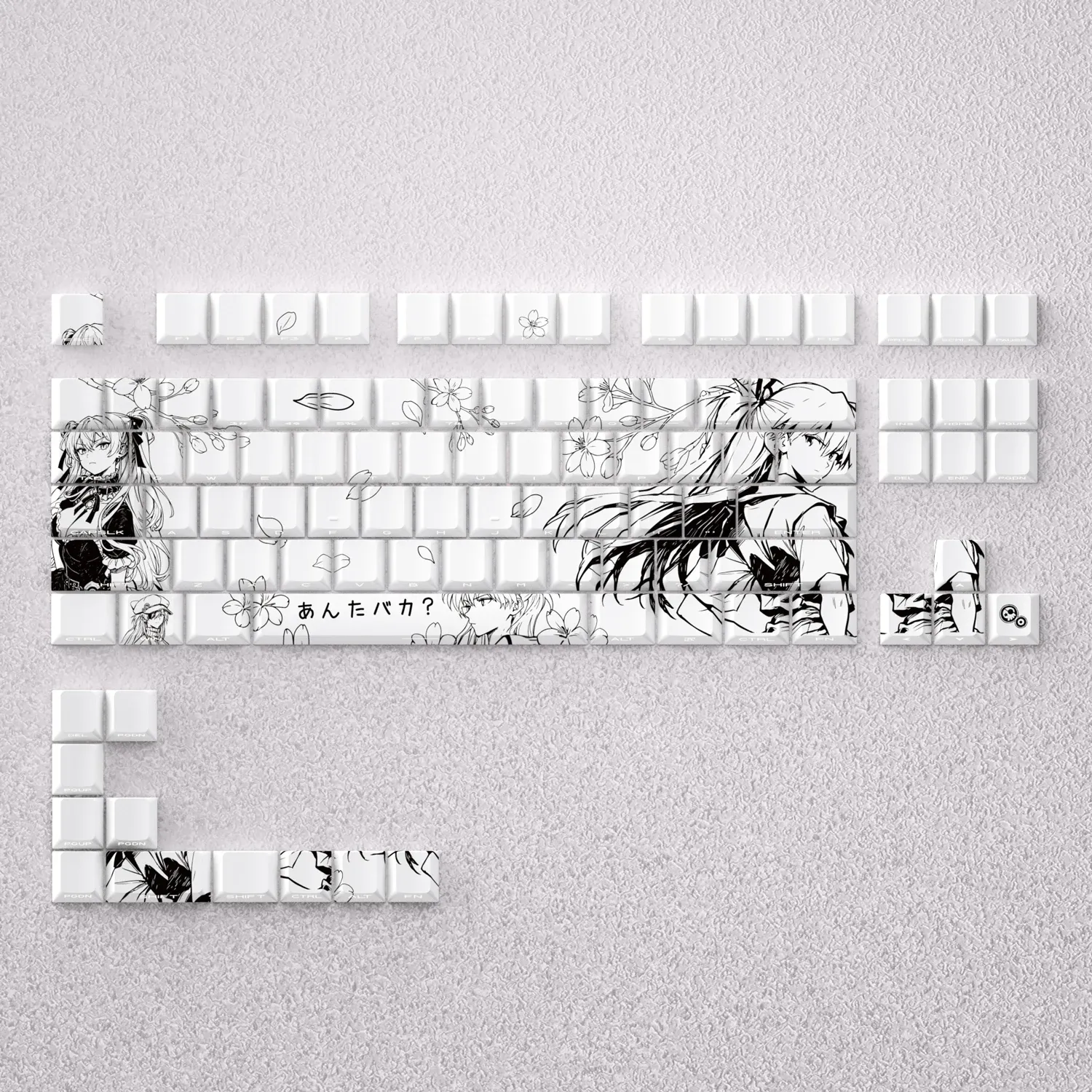 Kit de keycaps Asuka Anime blanc en PBT pour clavier mécanique
