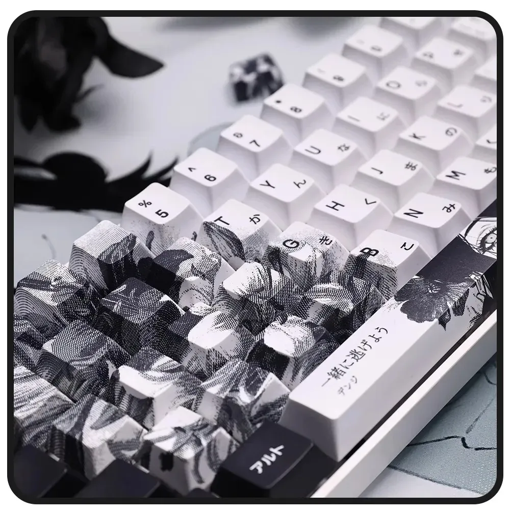 Kit de touches Anime noir et blanc REZE en PBT profil Cherry pour clavier MX