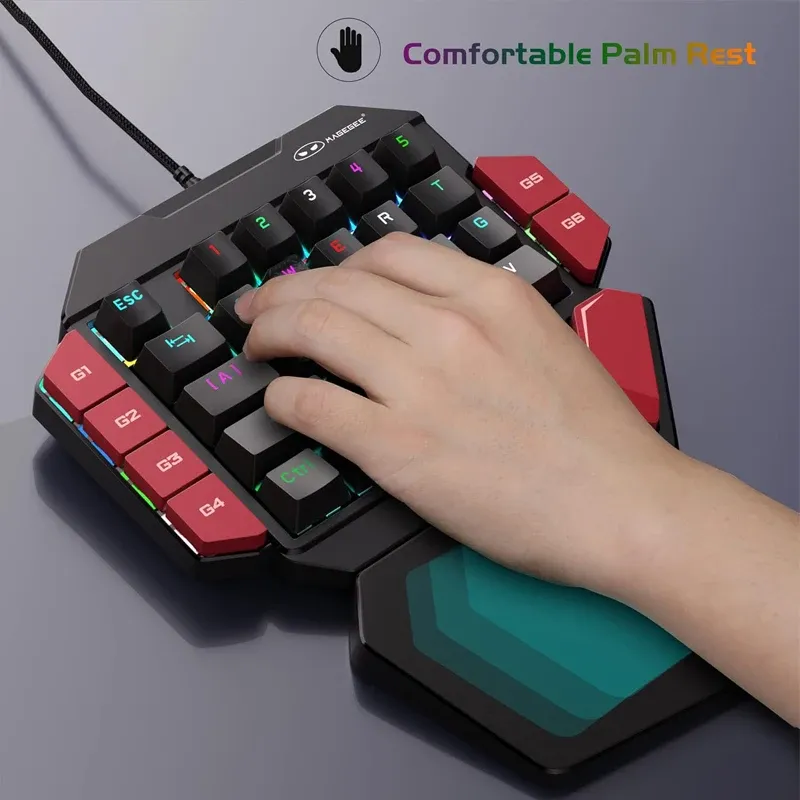 Clavier de jeu MageGee compact à une main, 35 touches, mécanique et rétroéclairé