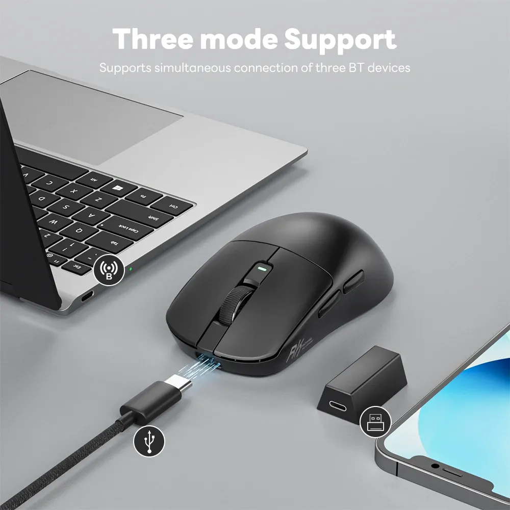 Souris gaming légère RK M3 PAW3950 tri-mode