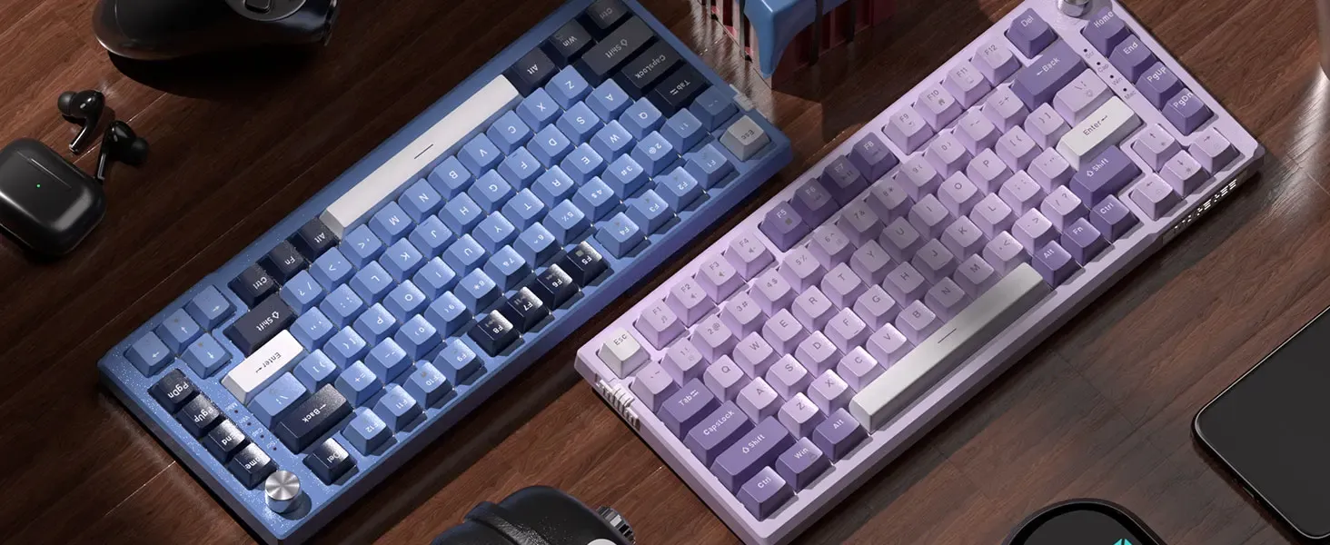 Clavier mécanique MageGee SKY81 75 % RGB à bouton rotatif