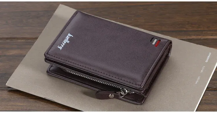 Portefeuille homme compact Baellerry zippé à grande capacité