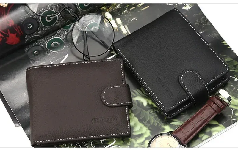 Portefeuille homme en cuir de vache compact avec poche monnaie