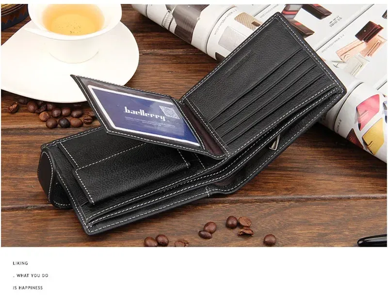 Portefeuille homme en cuir de vache compact avec poche monnaie