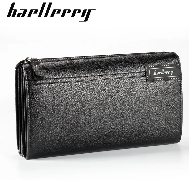 Portefeuille long zippé Baellerry pour homme à grande capacité