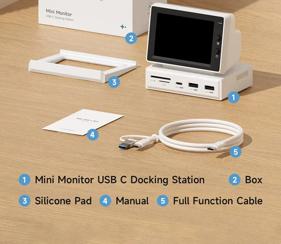 Écran de contrôle mini 3,5 pouces Hagibis avec hub USB-C