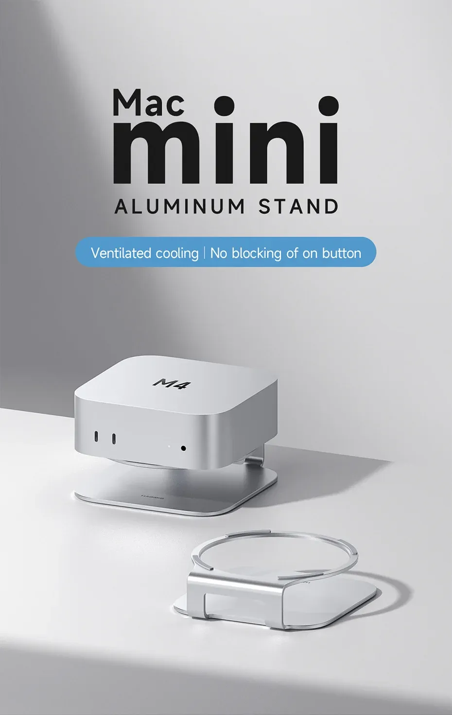 Support de bureau en aluminium pour Mac mini M4/M4 Pro Hagibis
