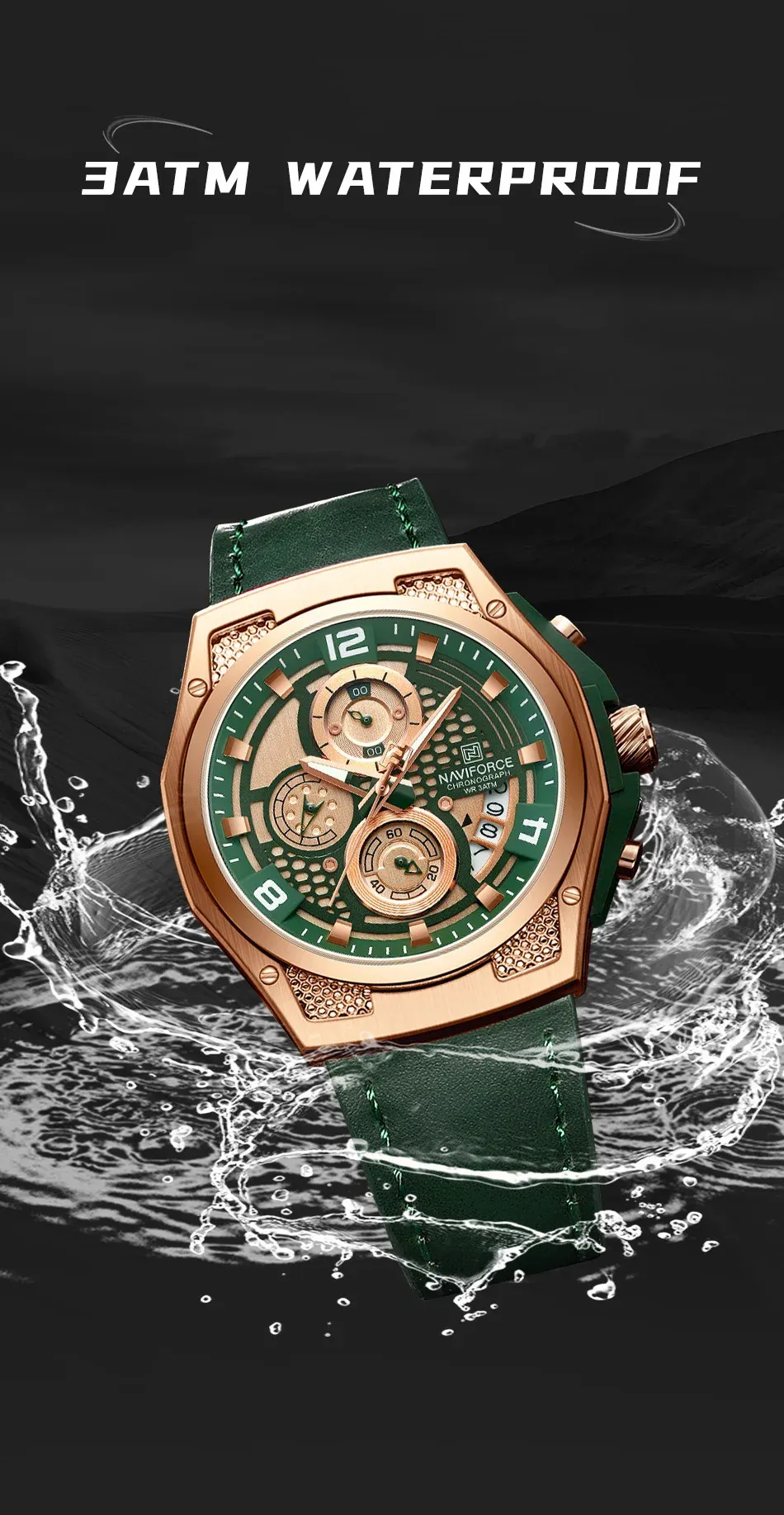 Montre chronographe NAVIFORCE NF8051L à bracelet cuir