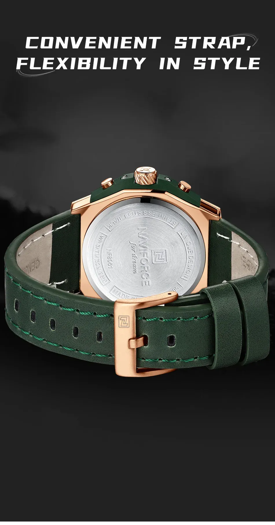 Montre chronographe NAVIFORCE NF8051L à bracelet cuir