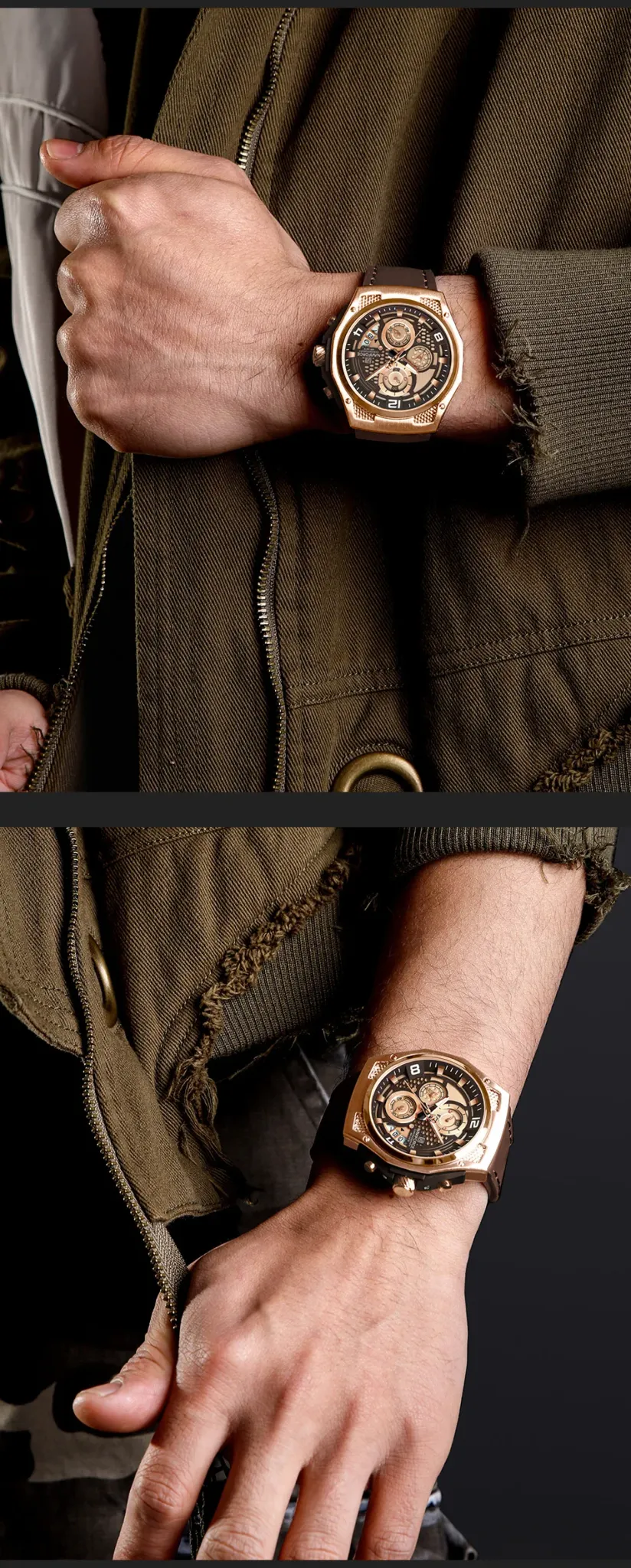 Montre chronographe NAVIFORCE NF8051L en cuir, étanche 3 bar