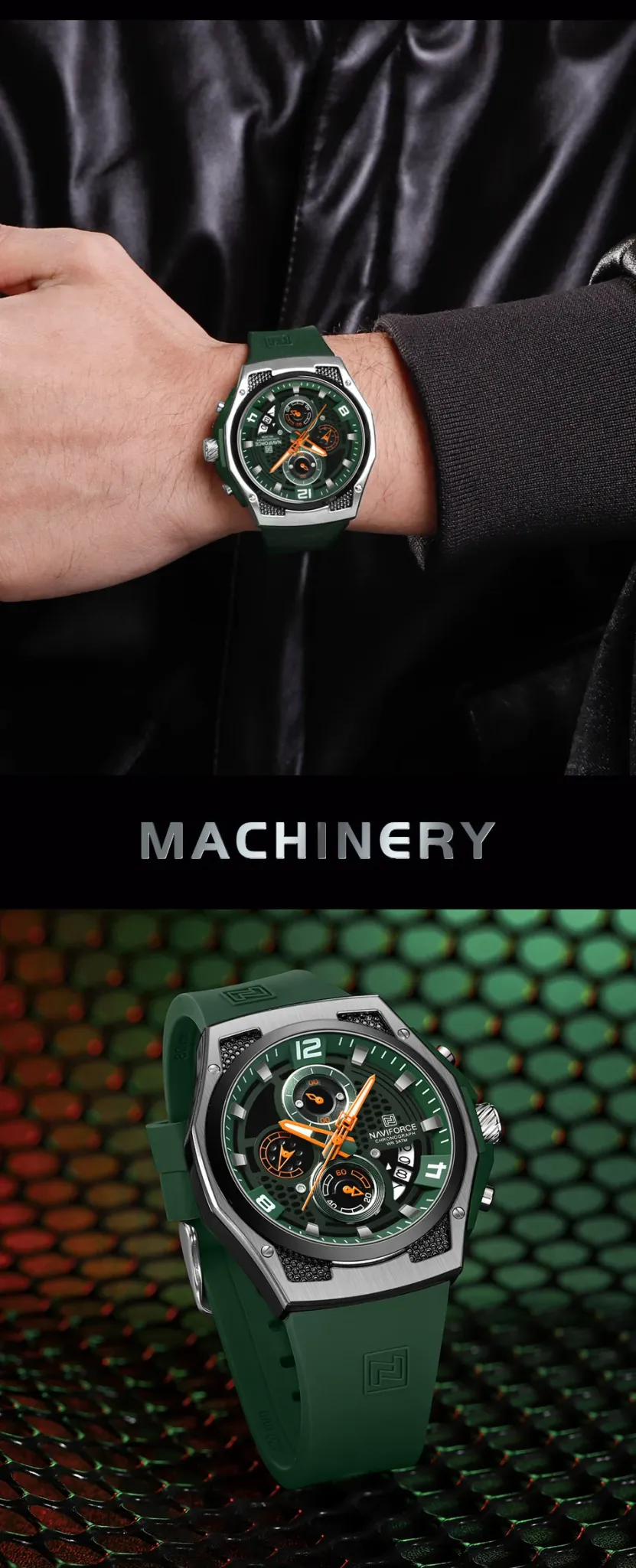 Montre sport NAVIFORCE 8051 quartz étanche avec chronographe