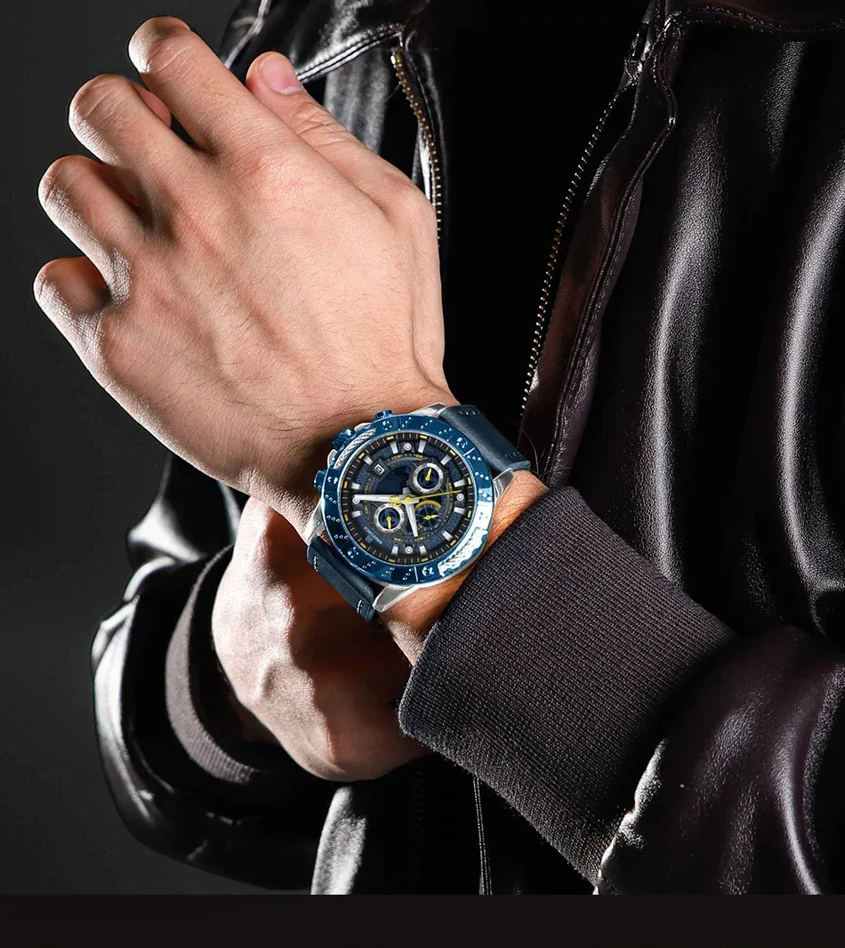 Montre NAVIFORCE chronographe cuir homme, quartz sport