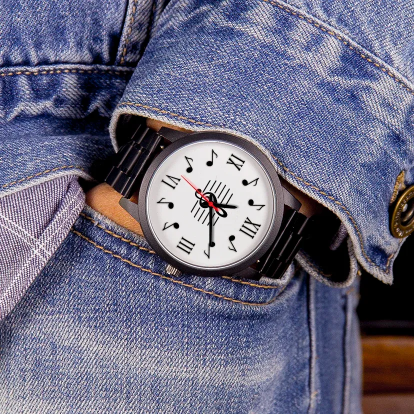 Montre quartz ZEV LIU en acier, style cadeau musical