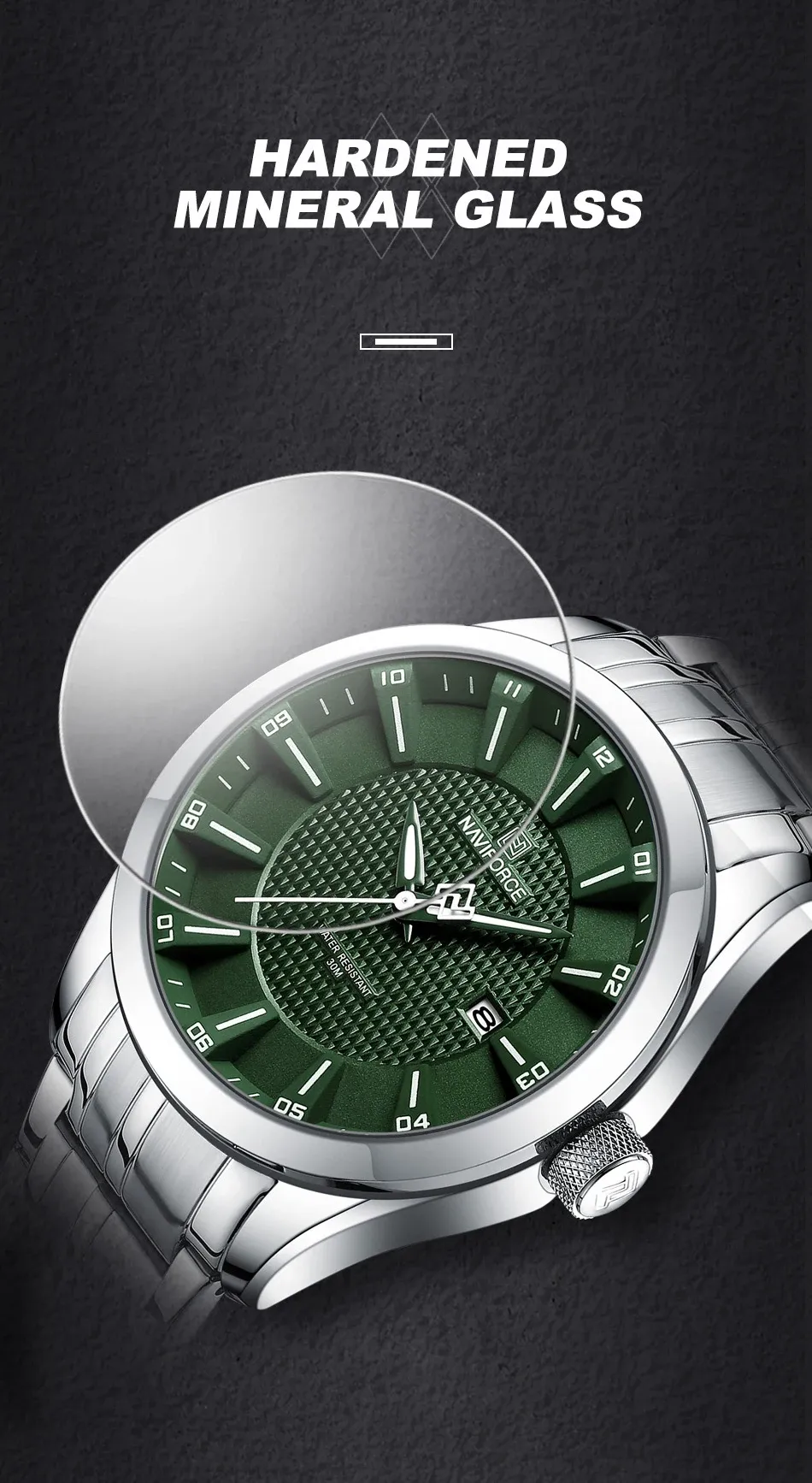 Montre NAVIFORCE quartz 3ATM à grand cadran pour homme
