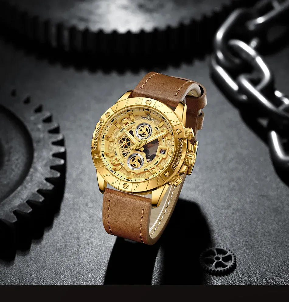 Montre NAVIFORCE homme cuir chronographe lumineux 3 ATM
