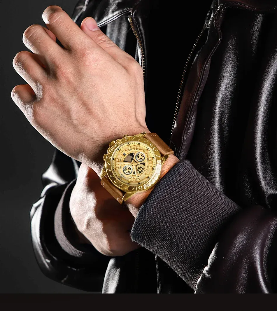 Montre NAVIFORCE homme cuir chronographe lumineux 3 ATM
