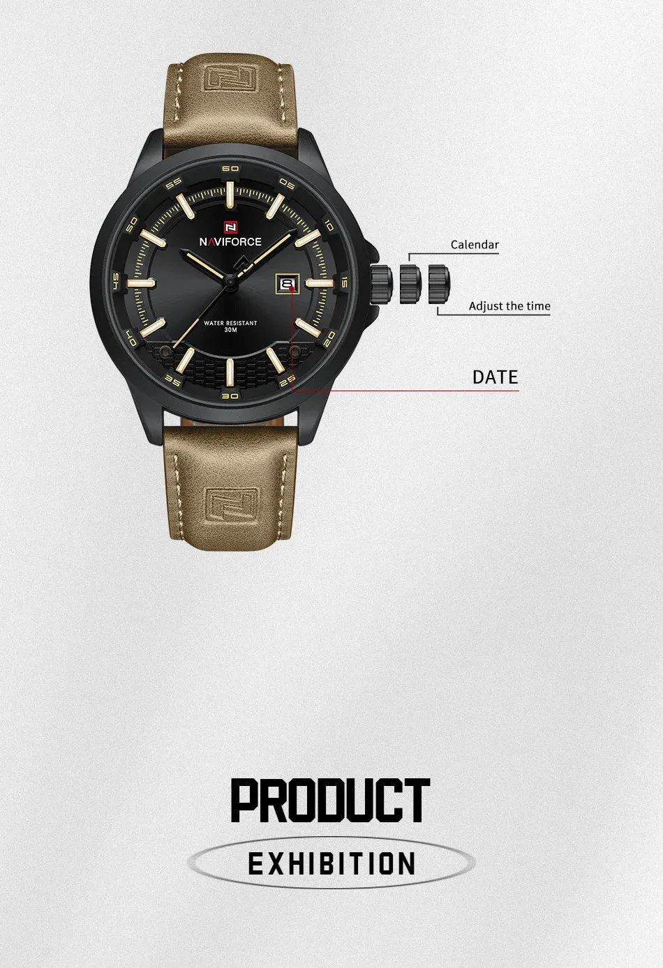 Montre NAVIFORCE homme quartz lumineuse à calendrier complet