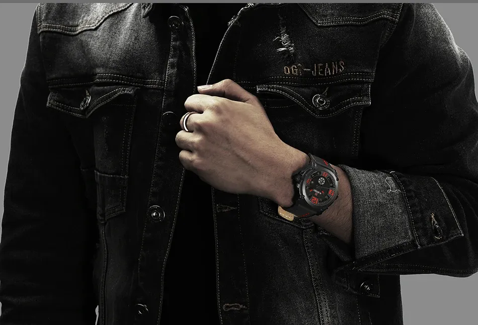 Montre NAVIFORCE homme cuir sport militaire à quartz, calendrier complet