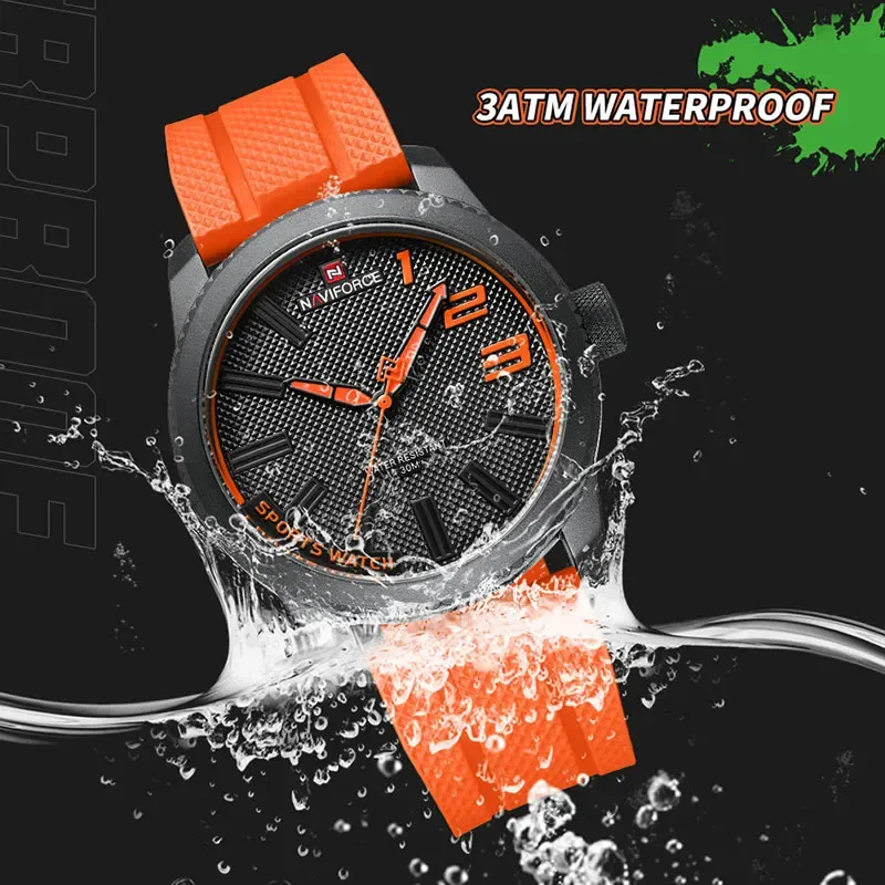Montre NAVIFORCE NF9202T sport-casual en silicone, quartz étanche 3 bar
