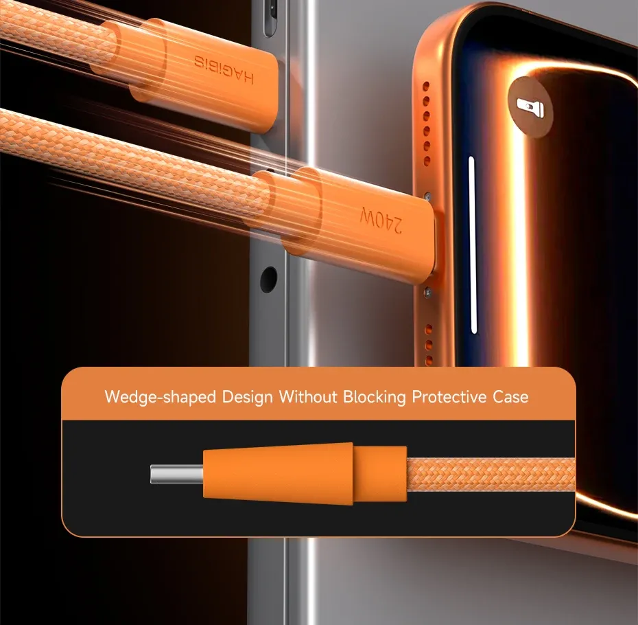 Câble USB-C Hagibis 240 W coudé pour charge rapide et données
