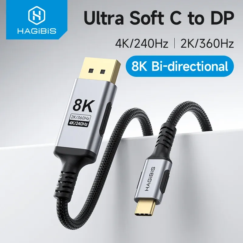 Câble USB-C vers DisplayPort 1.4 Hagibis 8K bidirectionnel souple