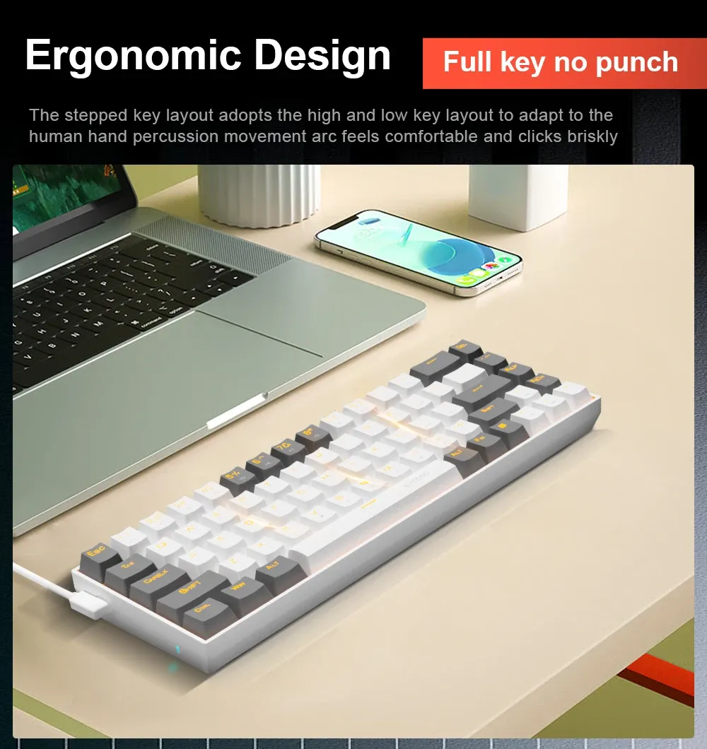 E-YOOSO Z686 : clavier mécanique filaire compact 68 touches hot-swap