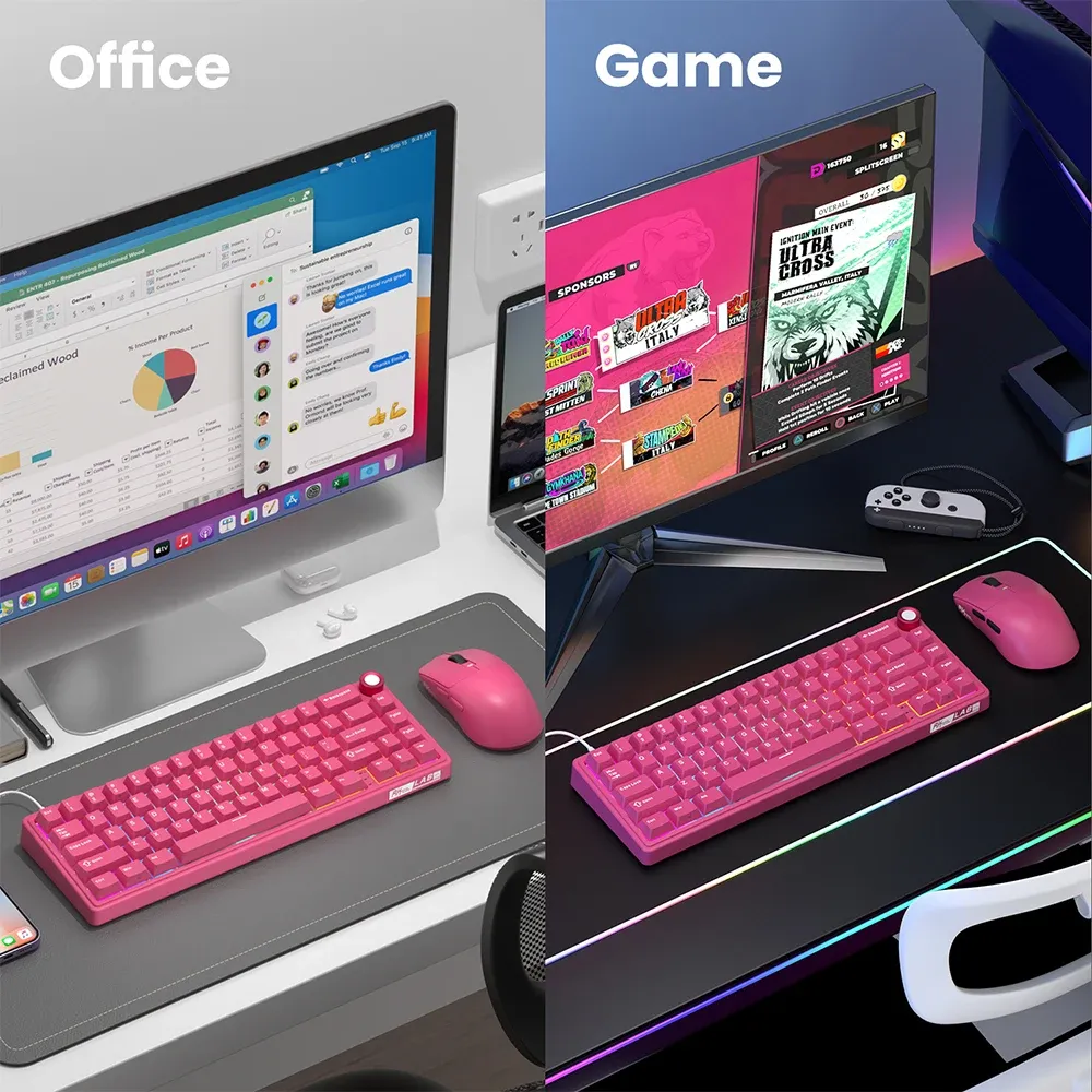 Clavier mécanique compact RK R65 filaire à molette, RGB et PBT