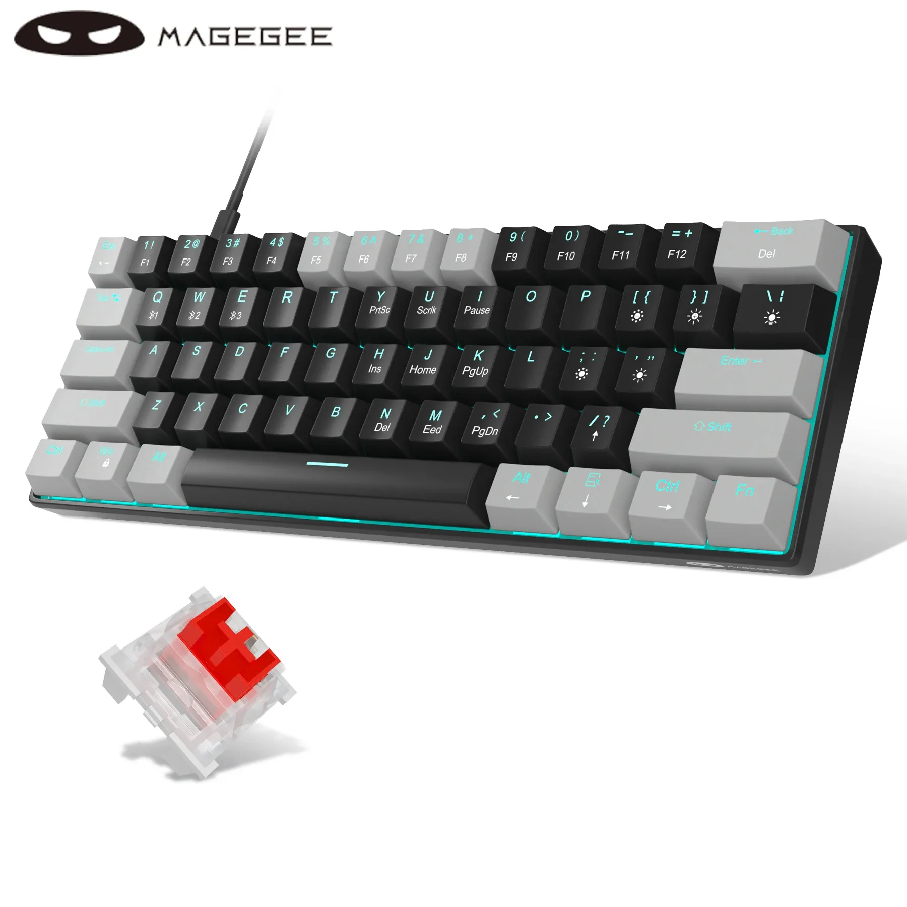 MageGee MK-Star61 : clavier mécanique compact filaire 61 touches à rétroéclairage bleu