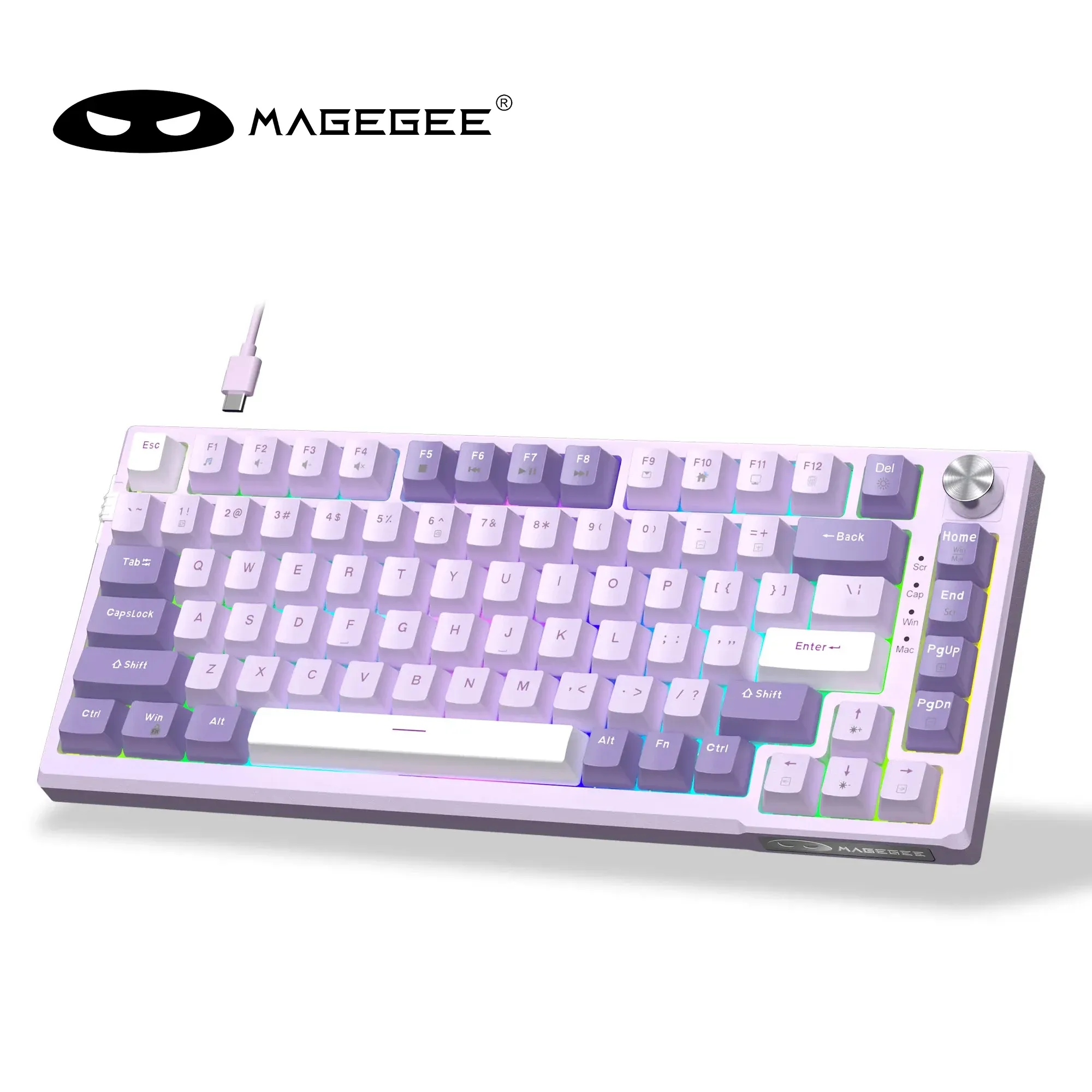 MageGee SKY81 : clavier mécanique compact 75 % RGB à bouton rotatif