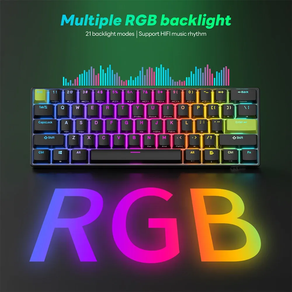 Royal Kludge RK C61 HE : clavier mécanique compact 61 touches, RGB et hot-swap