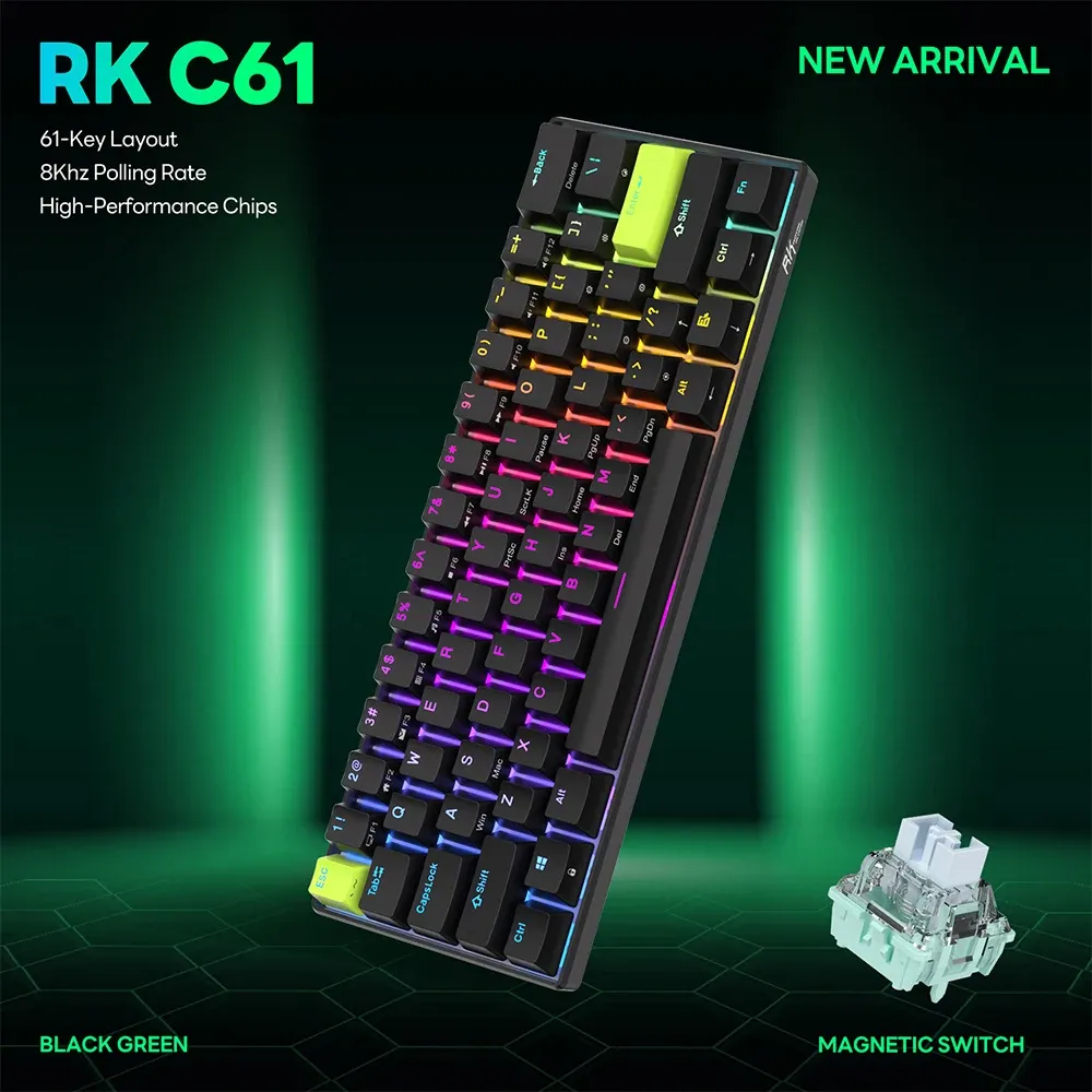 Royal Kludge RK C61 HE : clavier mécanique compact 61 touches, RGB et hot-swap