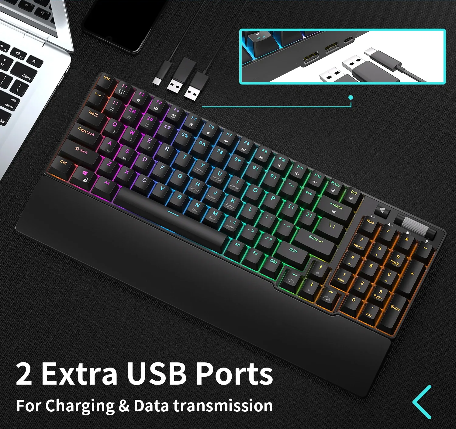 Royal Kludge RK96 : clavier mécanique 98 touches tri-mode hot-swap RGB