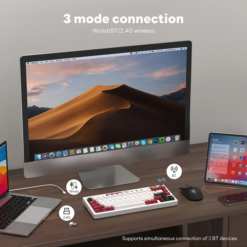 Royal Kludge M65 : clavier mécanique compact tri-mode avec écran batterie