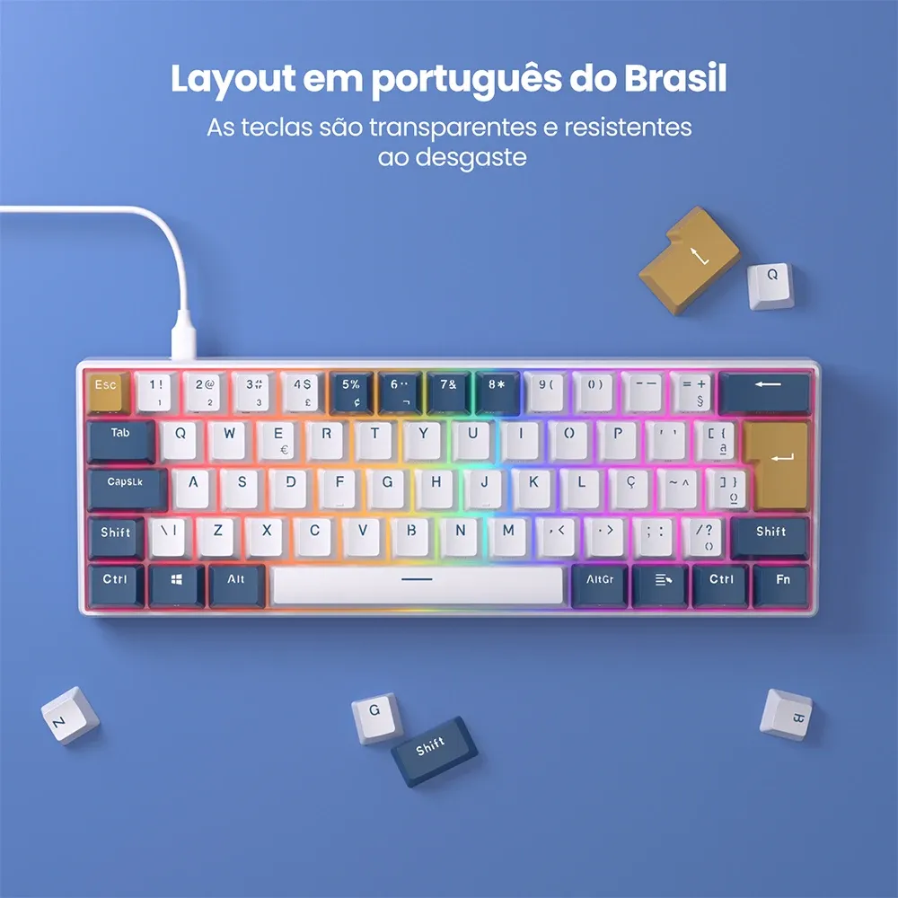 Clavier mécanique compact RK61 portugais brésilien RGB