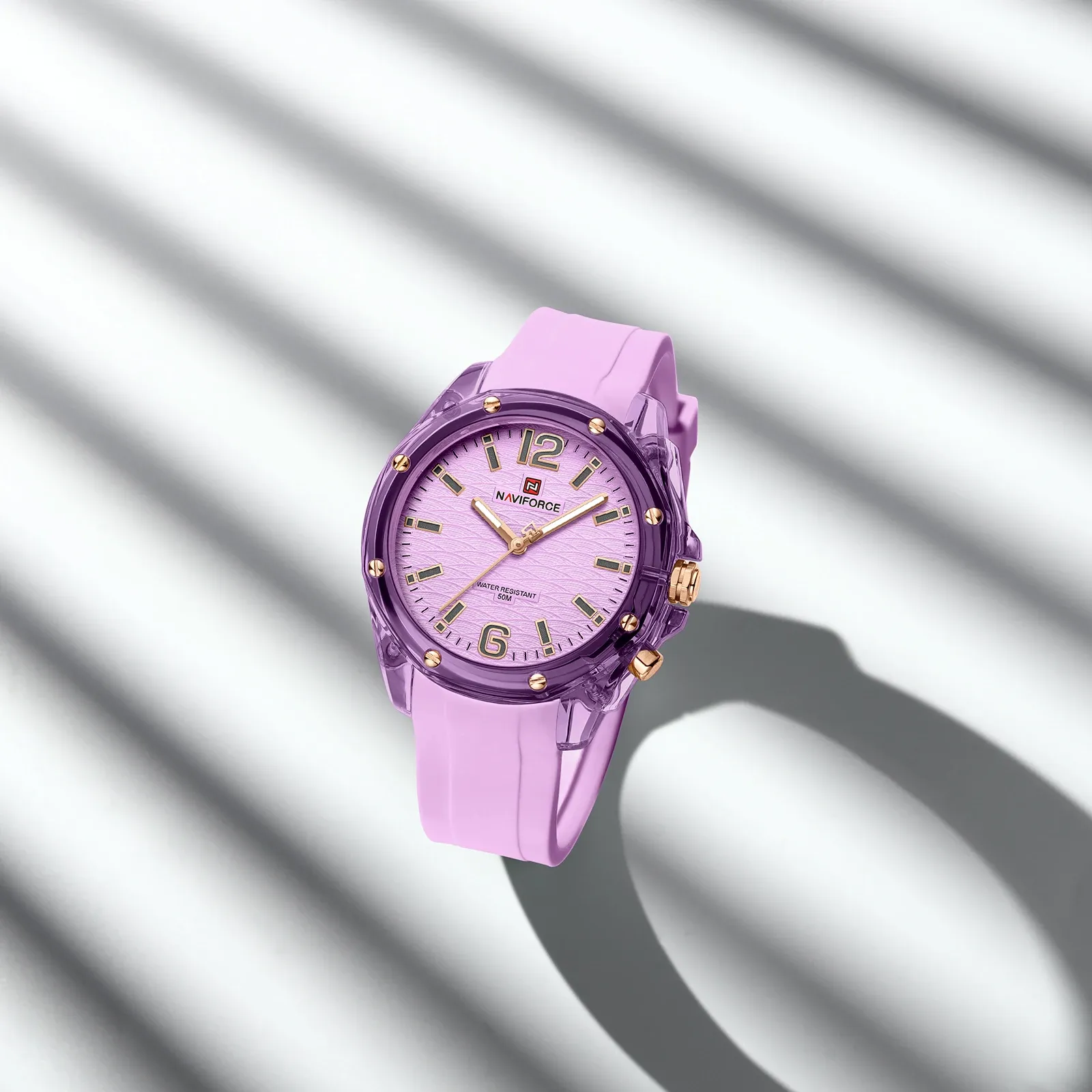 Montre quartz NAVIFORCE 6103 pour femme, boîtier transparent et silicone