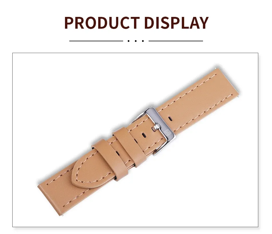 Bracelet de montre NAVIFORCE en cuir marron 23 mm à dégagement rapide