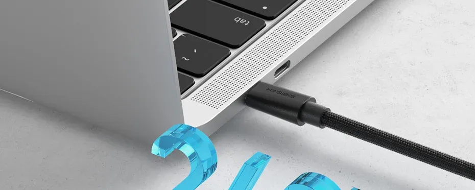 Câble USB4 coudé court Hagibis 80 Gbit/s 240 W