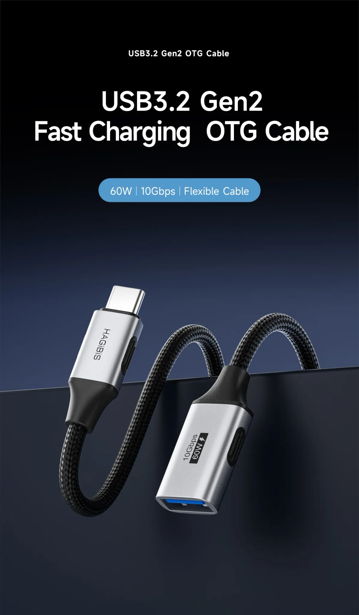Adaptateur OTG USB-C vers USB 10 Gbit/s Hagibis